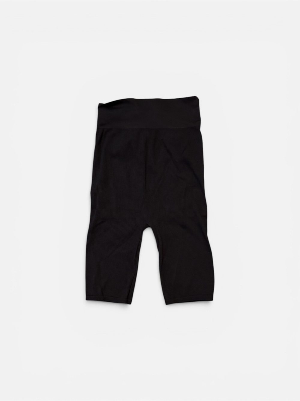 Maternity Ribbed High-Waist Black Bike Shorts